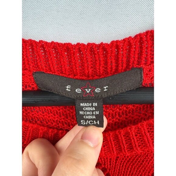 Women’s Fever Size Small Red Knit Short Sleeve Shirt - Picture 3 of 6